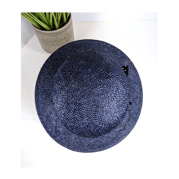 Vintage Counter-Fit by Frank Olive Hat Woven Navy Women\'s Easter High Tea Church